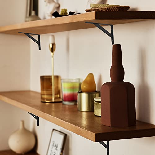 Heavy Duty Shelf Brackets - 8 Pcs L Shaped Metal Wall Mount Shelves Support for Floating Shelves (3.7 x 6 inch) (Pack of 2) - size: 3.7 x 6 inch Black (Pack of 2)