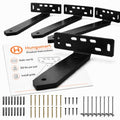 4 x Heavy Duty L Shelf Brackets with Triangle Gusset (8.5" D x 5" W x 1 1/4" H) Black, 6mm Thick Steel Wall Brackets for Floating Shelves, Mantel and Open Shelving, Hardware Included - color: Black, size: 8.5 inch - L Shape Triangle