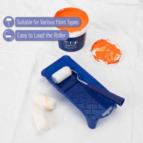 Bates- Paint Roller Kit, 25 pcs, Small Paint Roller Set with 2" Microfiber Sleeves & Frames, Trays with Liners and Foam Brushes for Small Touch Ups, Wall, Cabinet, House Painting Supplies
