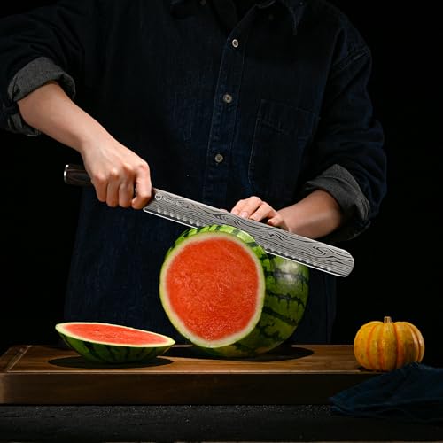 Sunnecko BBQ Carving Knife Set,Slicing and Boning Knife for Meat Cutting - color: 12 inch Carving Knife with 7 inch Boning Knife