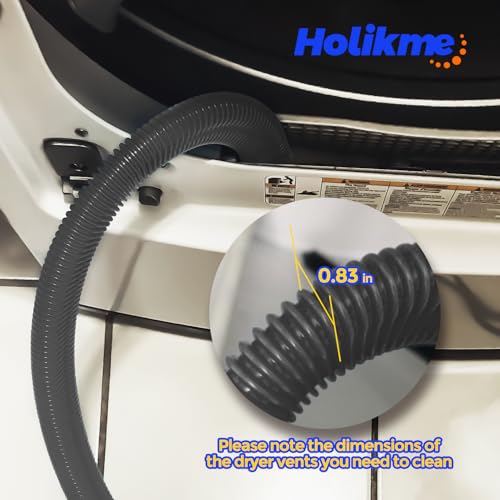 Holikme Dryer Vent Cleaner Kit, Vacuum Hose Attachment, 2-Piece, Black | Adjustable Cable Tie for Easy Attachment, Flexible Lint Brush Removes Lint from Dryer Lint Screens and Tight Spaces - color: Black