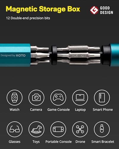 HOTO 24 in 1 Mini Screwdriver Set, Eyeglass Repair Kit, Dark Turquoise | Magnetic Torx Bit Set, EDC Pen Screwdriver for Electronics, Watches, Phones, Laptops, Cameras, Gadgets for Men - color: Dark Turquoise