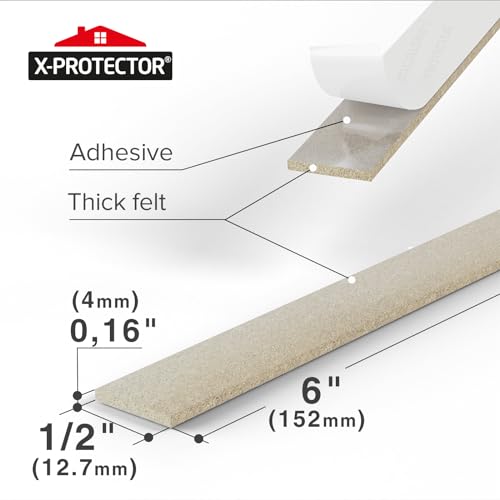 X-Protector Felt Furniture Pads - 20 PCS 6 x 1/2" - Premium Felt Strips - size: 6 x 1/2" 20 Beige, Strips