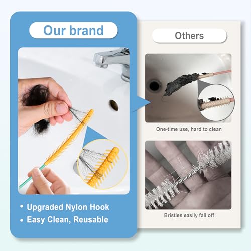 50 Inch Drain Snake, Reusable Hair Drain Clog Remover Tool, 3 Pack