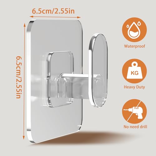 DELITON Clear Cute Storage Hooks, 10 Packs, Adhesion - Stick on Wall for Bathroom Towel&Hanging Robe, Coat - color: Transparent-10