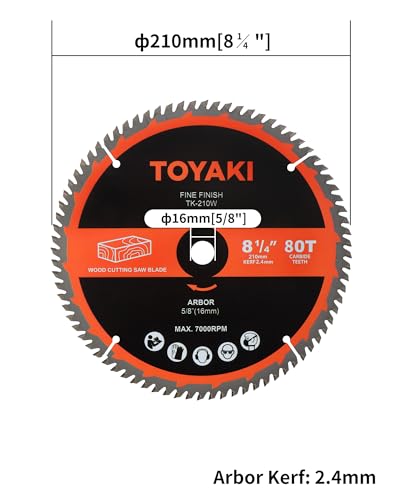8-1/4-Inch Miter Saw Blade, 80-Tooth Ultra-Fine Finish Professional Woodworking Saw Blade for Miter Saws Table Saws and Circular Saws, Arbor 5/8-inch(16mm) - size: 8-1/4"_80T_arbor(16mm)