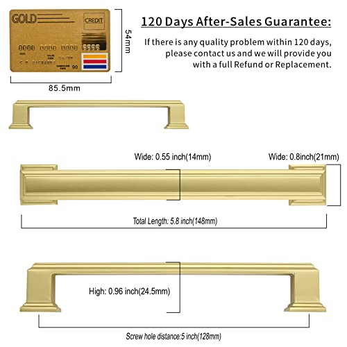Amerdeco 10 Pack Brushed Gold Drawer Pulls 5" - color: Brushed Gold, size: 5" hole center, style: 10 Pack