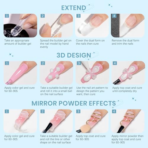 Sculpting Gel for 3D Nail Art Gel Non Stick Hand Solid Builder Gels | Hard Gel for Extension Carving Sculpting Beauty Nail Charms for Beginner and Salon DIY - color: Clear&Pink&Nude