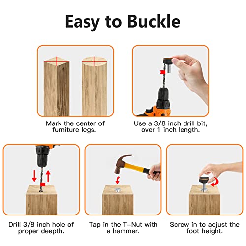 20 Pcs Adjustable Furniture Feet Levelers with Floor Protectors