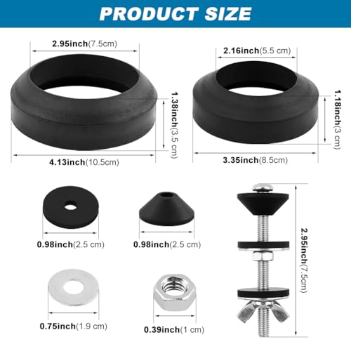 Universal Toilet Tank to Bowl Gasket & Bolts Kit, 4 Sets 5/16"x3.15" Stainless Steel Bolts, Heavy Duty Rustproof Hardware for Most 2-Inch & 3-Inch Flush Valve Toilet Tanks