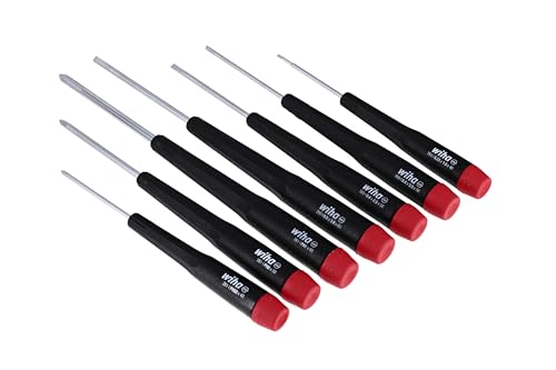 Wiha 26197 Precision Screwdriver Set, 7-Piece Mini Slotted & Phillips, PicoFinish Handles with Rotating Caps, Small Screwdrivers for Electronics & Fine Work
