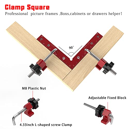 90 Degree Clamp Aluminum Alloy Corner Clamps for Woodworking,5.5" x 5.5"Carpenter Right Angle Clamping Square Tools for Box,Shelves,Picture frames,Drawers Cabinets Position (4 PACK) - style: 14x14cm 4Pack