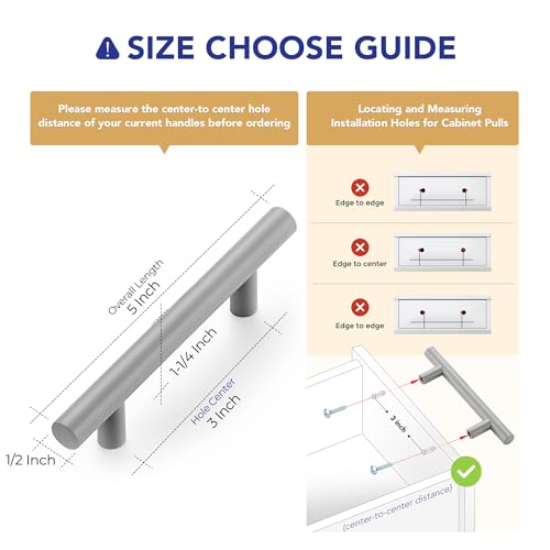 Ravinte Cabinet Handles,5" Length,3" Hole Center,Grey,30 Pack - color: Gray