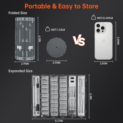 128 in 1 Precision Screwdriver Set - Father’s Day Gifts for Men, Ratchet Screwdriver Set, Professional Magnetic Repair Tool Kit with 122 Bits for Phone Camera Laptop Watch
