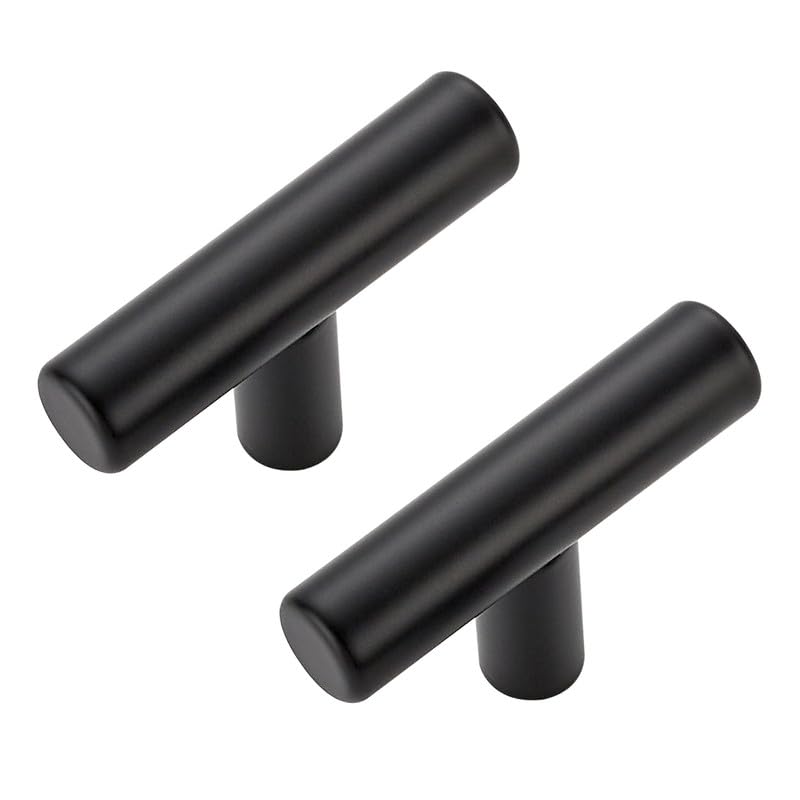 3 Pack Black Cabinet Knobs, 2in Length T Bar Drawer Pulls | Single Hole Grip, Stainless Steel Build, Kitchen Cabinet Restyle, For Drawers, Dressers, Cupboards, Closet Doors - color: Matte Black, size: 3 Pack, style: T Bar