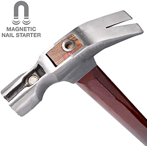 Utoolmart 8.8 Ounce Magnetic Anti-slip Head Wooden Handle Curved Claw Hammer 40cm/15.7" Length - size: 40cm