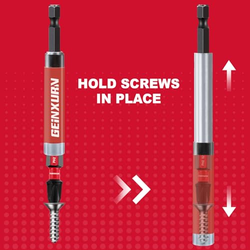 Geinxurn 5 PCS Drive Guide with Self Retracting Sleeve, Mixed Length Magnetic Drill Bit Tip Holder for Prevent Screws Shaking When Driving - style: GSLB005