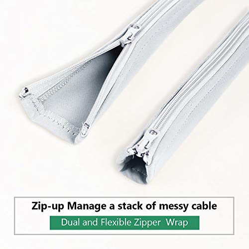 StangH Office Cable Management kit with Zipper 19 Inch, 4 Pieces -White - color: Greyish White, size: 19"L x 3.5"W-4PACKS