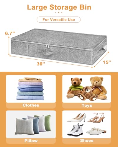 punemi 6.7 in High Under Bed Storage Containers with Zipper Lid, 3Pack,Grey - color: Grey, size: 3 Pack-6.7 inch Tall-Structured