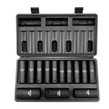 VEVOR 1/2" Drive Impact Socket Set, 13 Piece Deep Socket Set Metric 10-24mm, 6 Point CR-V Alloy Steel for Auto Repair, Easy-to-Read Size Markings, Rugged Construction, Includes Storage Case - size: 1/2" 13PCS Deep
