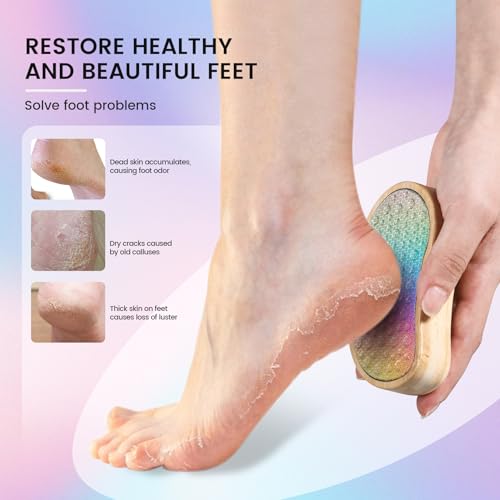 BEZOX Stainless Steel Pedi Egg Foot File Callus Remover for Dry and Wet Feet, Smooth Rough Skin, Plastic-Free Pedicure Tool Pumice Stone, Washable Foot Scrubber for Cracked Heels - Rainbow - style: Rainbow
