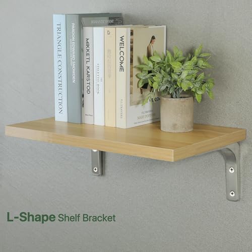 SAYAYO Wall Shelf Bracket 8 x 6 Inch, Stainless Steel Heavy Duty L Bracket - color: Brushed Nickel, size: 8 x 6 Inch (4 PCS)