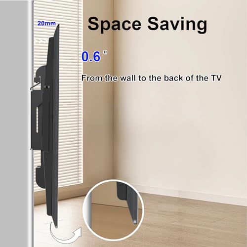Fixed TV Wall Mount for 14-42" Flat Screen TVs, Small Wall Mount TV Bracket fit 19 24 28 32 35 39 40 inch, VESA Up to 200x200mm 55lbs Max Load, Easy Install Low Profile Monitor Mount Bracket