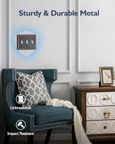 Switch Plates Outlet Covers, 2-Pack Metal Wall Plates, Aged Bronze - color: Aged Bronze, size: 3 Toggle 2PK