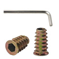 50PCS M6*20mm Threaded Insert Nuts Zinc Alloy Hex Socket Drive Furniture Screw-in Bolt Fastener Connector for Wood Furniture Assortment with Hex Spanner - size: M6x20mm