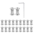 HARFINGTON 20 Set M6x10mm Hex Drive Socket Cap Bolt and M6x12mm Nut with M4 Hex Wrench, Furniture Connector Bolts and Screws for Furniture Countersunk Belt, Silver - size: M6x10mm, M6x12mm