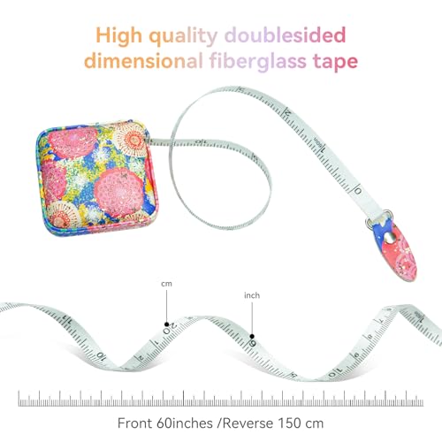 Mini Retractable Soft Tape Measure for Sewing, Cloth, Fabric, Body Measurements - color: peony