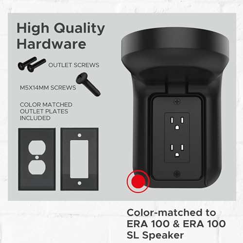 Sound Bass ERA100 Shelf Wall Outlet AC, Black, Plug Mount Organizer - color: Black