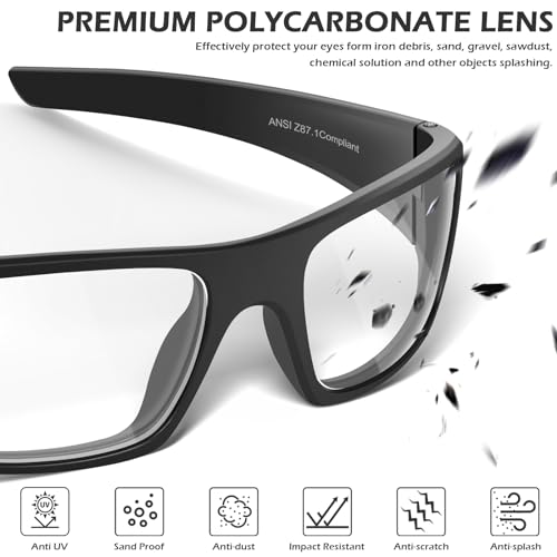 OXG Safety Glasses Protective Eyewear Men Women, ANSI Z87.1 Work Glasses Scratch Impact Resistant for Industrial Shooting - color: Clear