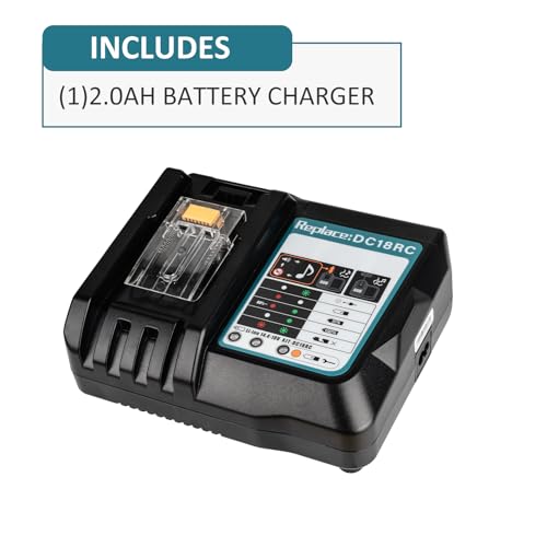 DC18RC 18 Volt 3.0A Rapid Li-ion Charger Replacement Compatible with Makita 18V Battery Charger DC18RD DC18RA DC18SD DC18SE and 18V Lithium-Ion Battery BL1430 BL1815 BL1830 BL1840 BL1850