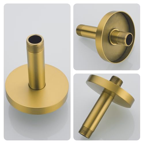 Wall Mounted Stainless Steel Shower Arm Shower Head Extension Pipe Bathroom Accessories 4 Inch Champagne Bronze,SW-RD91038-4CB. - color: Circular Flange-4" Champagne Bronze