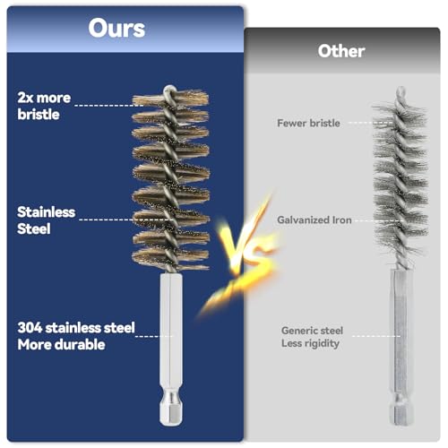 12 Pcs Wire Bore Brush for Drill，Stainless Steel Drill Brush Set，with 1/4 Inch Hex Shank, Power Drill Attachment for Polishing, Rust and Tube Cleaning (0.315"-0.630") - size: "S" 12PCS