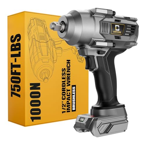 Cordless Impact Wrench 1/2 inch Compatible with Dewalt Battery, 750FT-LBS (1000N.m) Brushless Electric Impact Gun Includes LED Work Light, High Torque Impact Driver, Bare Tool Only - size: 1/2inch, style: Fit for DeWalt(750FT-lbs)