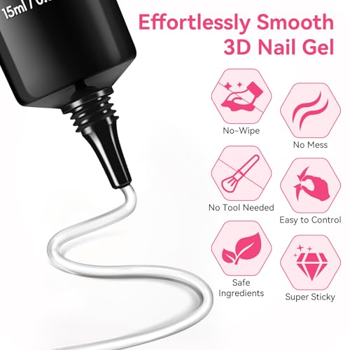 Makartt 15g 3D Nail Gel & Chrome Nail Powder Kit for Sculting and Drawing - color: A05-clear & chrome