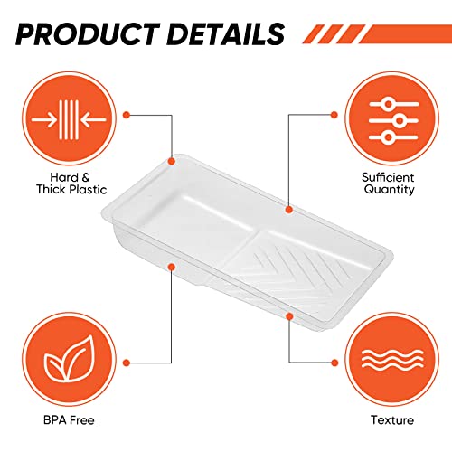 Geelin 50 Pcs Small Paint Tray Liner 4 Inch Mini Disposable Heavy Duty Plastic Roller Tray Liner with Deep Paint Pocket Compatible with Most 4" Rollers