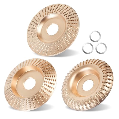 3 Piece Wood Carving Disc Set for 4 Inch Angle Grinder with 5/8" Arbor, Grinding Wheel Shaping Disc for Wood Cutting,Woodworking Attachment,Stump Grinding Tools for Cutting,Grinding,Carving - style: Style 1
