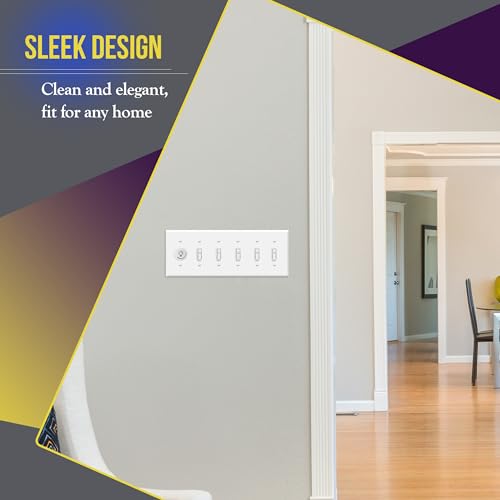 ENERLITES 6-Gang Toggle Light Switch Wall Plate Cover, 1 Pack, White - color: White, size: Standard Size