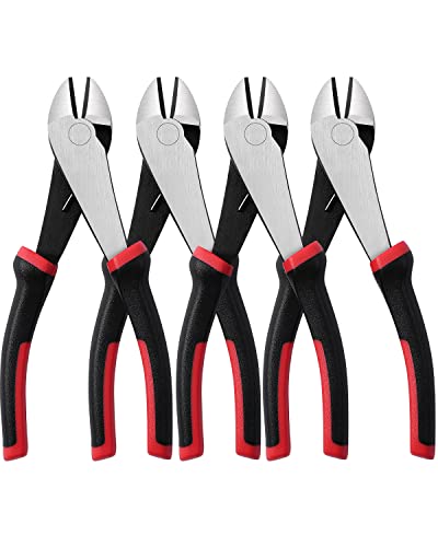 IGAN Wire Cutters Heavy Duty (Pack of 4), 7-inch Side Cutters Dikes, Ultra Tough and Durable Diagonal Cutters with Spring-loaded, Ideal Cutting Pliers for Electricians and Homes - size: 7''x4