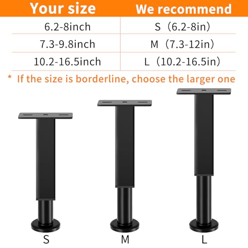 NESAPTO 2PCS Adjustable Height Bed Support Legs, 7.3-11 in Metal Bed Risers - size: 7.3"-12" (2pcs)