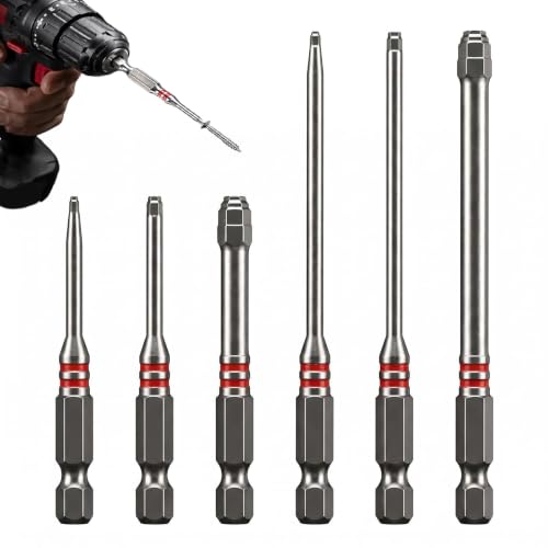 6 Piece Pagoda Shaped Drill Bit, Hex Bit Set, Magnetic Screwdriver Bits, Pagoda Design, Suitable for Hexagonal Sizes of 1.5-2mm, 2.5-3mm, 4-5-6mm, for Drills and Wrenches