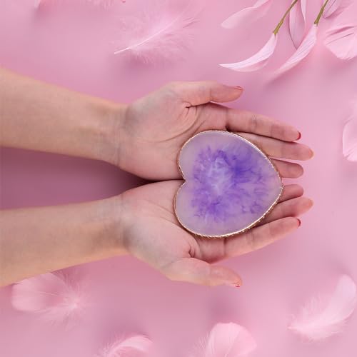 Sibba Resin Nail Art Palette Nail Mixing Palette Polish Color Mixing Plate Golden Edge Nail Holder Display Board Heart Shape Cosmetic Mixing Tools (Purple) - color: Purple