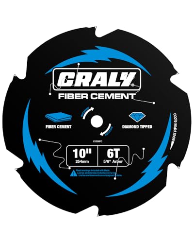 CRALY 10 Inch 6 Teeth Hardie Fiber Cement Circular Saw Blade, 5/8 Inch Arbor, Polycrystalline Diamond Tipped (PCD), Thin Kerf, Black Ice™, for Laminate Flooring(C1006FC) - size: 10", 5/8'' arbor, 6T