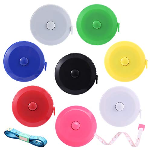 Tape Measure Body Measuring Tape, Retractable 60 Inch Soft Mini Measuring Tape, Small Sewing Fabric Tape Measurer for Cloth Waist Medical Nursing Craft(8 Pack) - color: 8 Colors