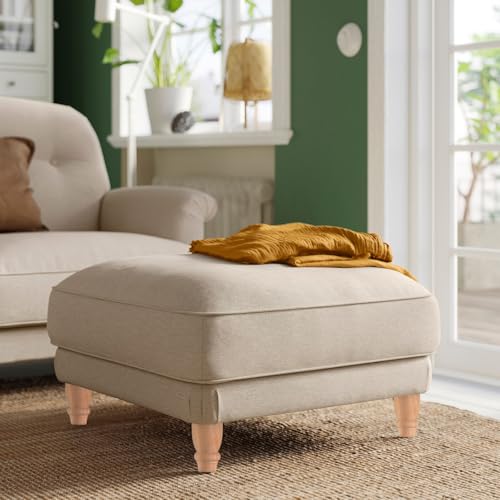Maricome 4 inch Unfinished Bun Feet Set of 4 Predrilled M8 Bolt Turned Wood Replacement Legs for Sofa Couch Cabinet Chair Ottoman - color: 4 Inch Unfinished