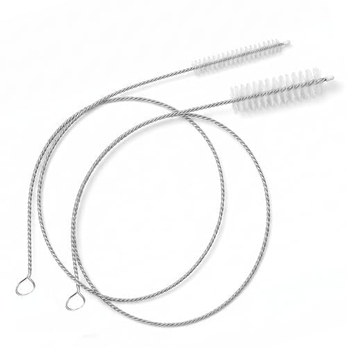 39 Inch Long Pipe Cleaner Brush 2-in-1 Set, 0.25 & 0.5 Inch Diameter Nylon Tube Brushes for Refrigerator Drain Pipe, Aquarium Tube, Coffee Machine, Washing Machine, Air Conditioner