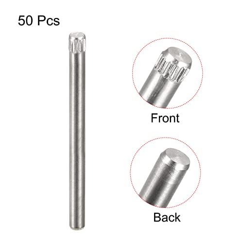 uxcell 3x40mm 304 Stainless Steel Dowel Pins, 50Pcs Knurled Head Flat Chamfered End Dowel Pin, Wood Bunk Bed Shelf Pegs Support Shelves Fasten Elements - size: 3x40mm